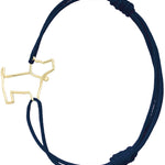 Midnight blue cord bracelet with gold dog shaped pendant