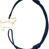 Midnight blue cord bracelet with gold dog shaped pendant