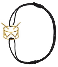 Carica l&#39;immagine nel visualizzatore di Gallery, Black eco cord bracelet with gold drum shaped pendant
