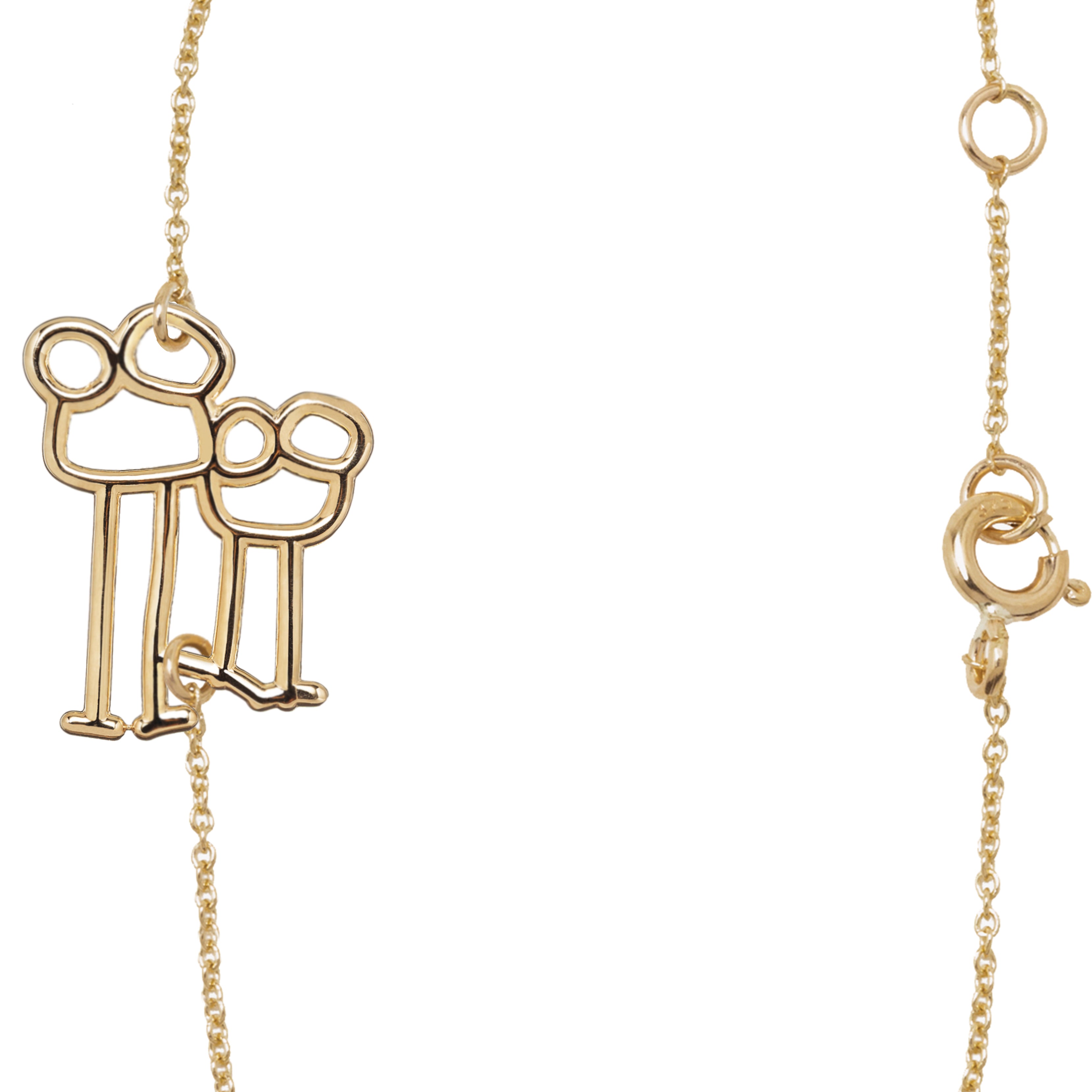 Gold chain bracelet with family shaped pendant