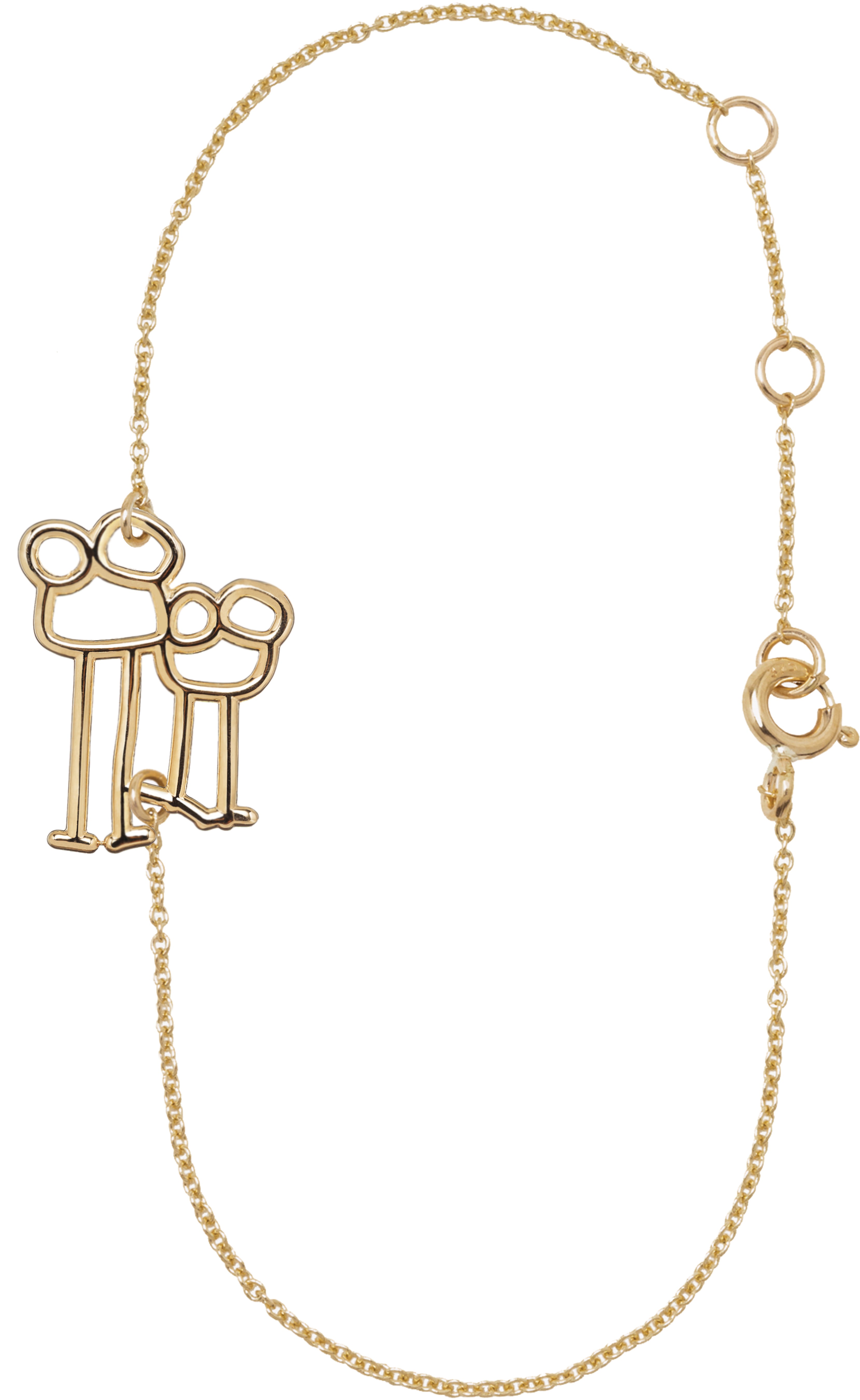Gold chain bracelet with family shaped pendant