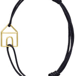 Midnight blue cord bracelet with gold house shaped pendant