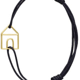 Midnight blue cord bracelet with gold house shaped pendant