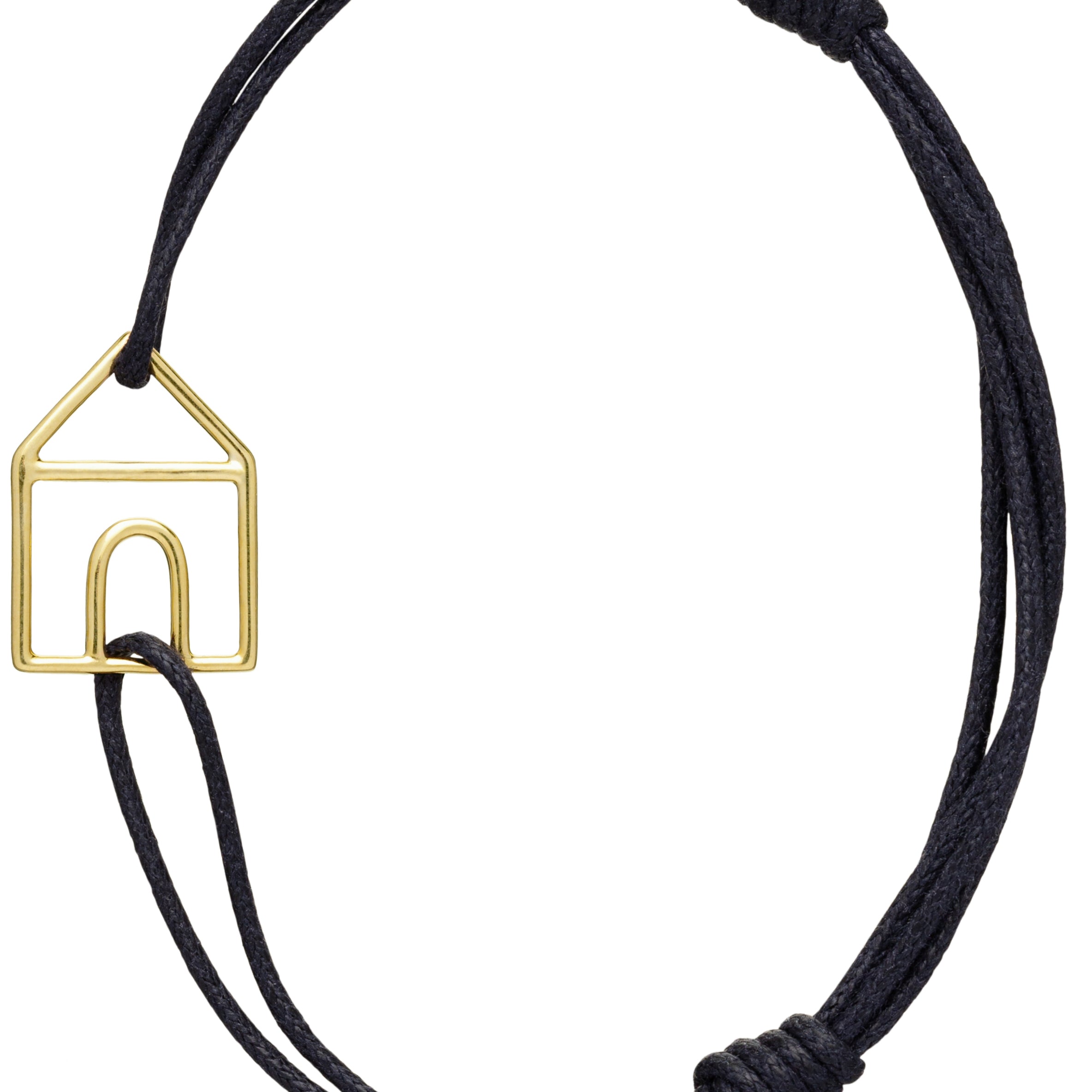 Midnight blue cord bracelet with gold house shaped pendant