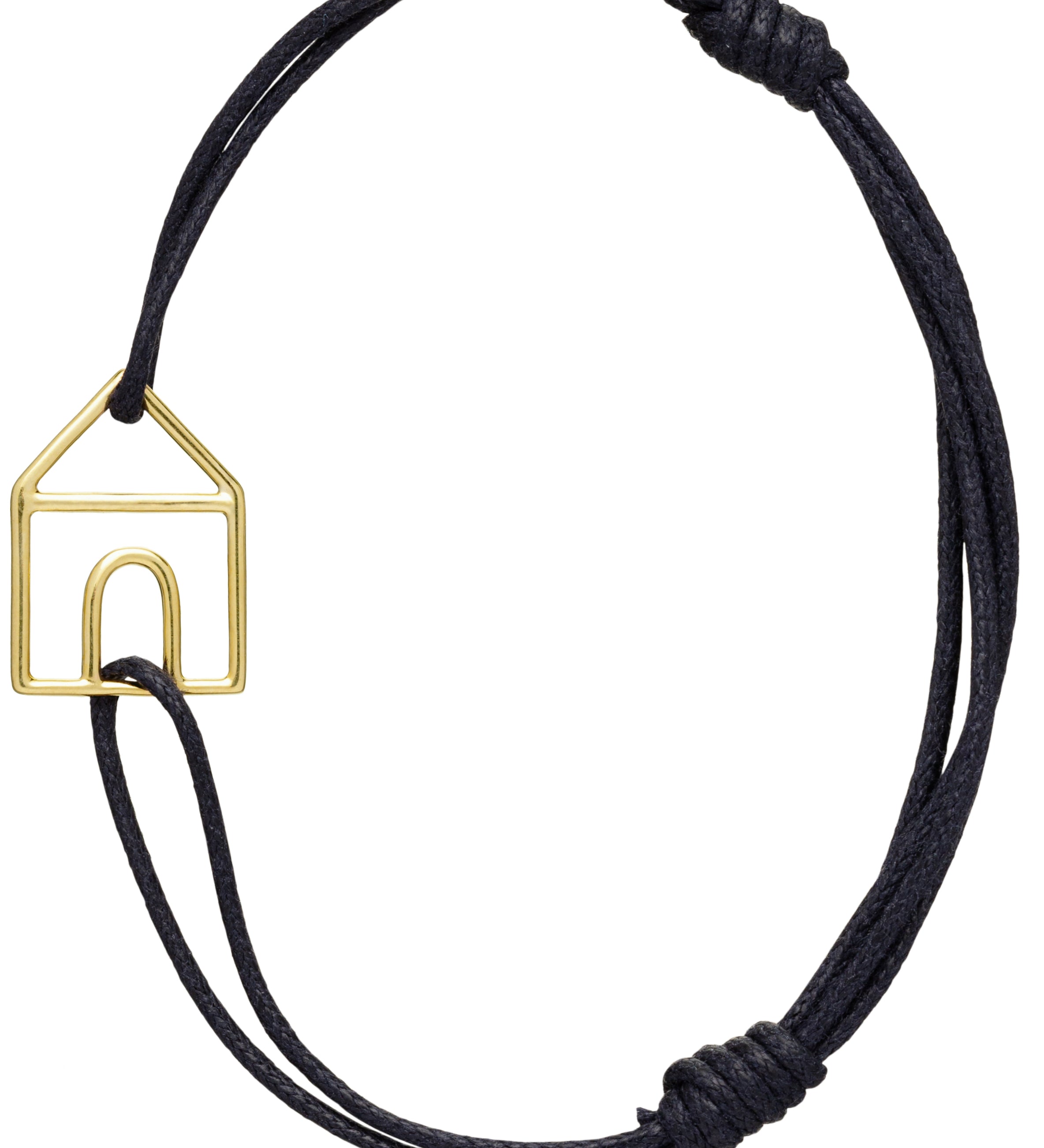 Midnight blue cord bracelet with gold house shaped pendant