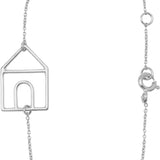 White gold chain bracelet with house shaped pendant