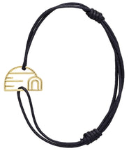 Load image into Gallery viewer, Midnight blue cord bracelet with gold igloo shaped pendant
