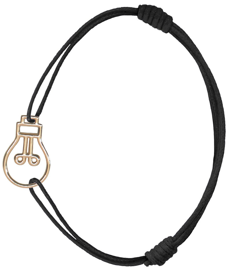 Midnight blue cord bracelet with gold light bulb shaped pendant