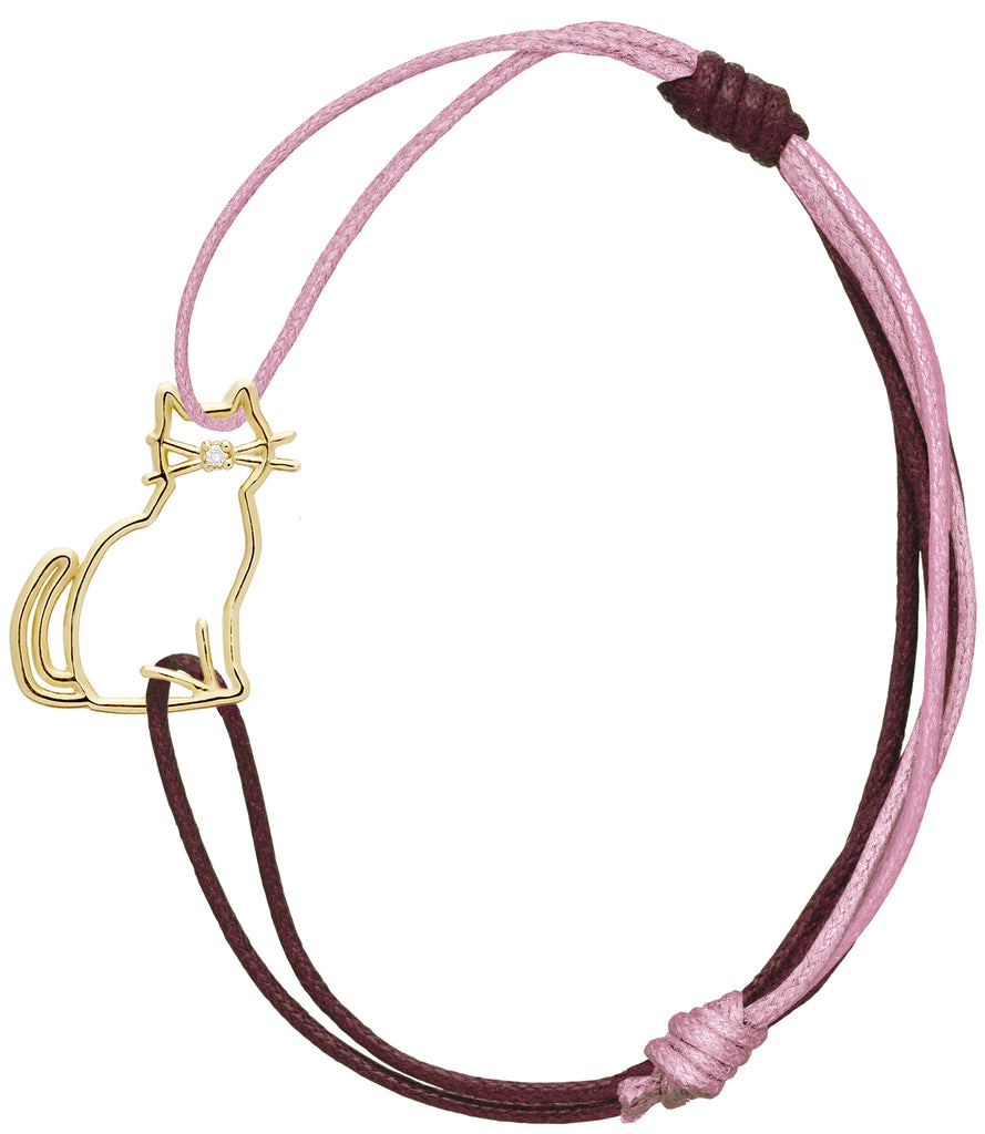 Pink Kitty String Bracelet
