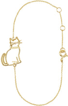 Load image into Gallery viewer, Gold chain bracelet with seated cat shaped pendant
