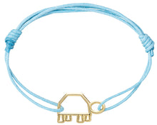 Load image into Gallery viewer, Sky blue cord bracelet with a gold turtle shaped pendant
