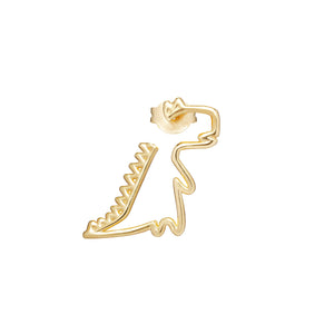 Gold dinosaur shaped earring