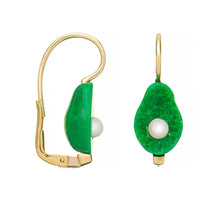 Carica l&#39;immagine nel visualizzatore di Gallery, Gold earrings with avocado shaped oxidized turquoise and pearls
