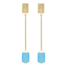 Load image into Gallery viewer, DECO CILINDRO BLUE AGATE EARRINGS
