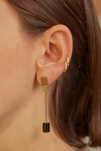 Load image into Gallery viewer, DECO CILINDRO BLACK AGATE EARRINGS
