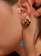 Load image into Gallery viewer, DECO CILINDRO BLUE AGATE EARRINGS
