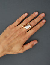 Load image into Gallery viewer, Gold rings and cameo ring on woman&#39;s hand

