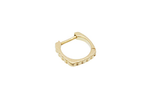 Gold mini hoop earring with a zig-zag finish