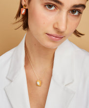 Load image into Gallery viewer, Gold chain necklace with lemon porcelain cameoworn by model

