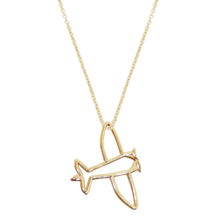 Load image into Gallery viewer, Gold chain necklace with airplane shaped pendant
