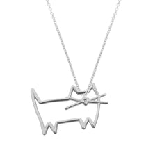 Carica l&#39;immagine nel visualizzatore di Gallery, White gold chain necklace with a cat shaped pendant
