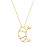 Gold chain necklace with small croissant shaped pendant