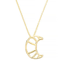 Load image into Gallery viewer, Gold chain necklace with small croissant shaped pendant
