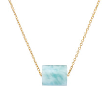 Load image into Gallery viewer, Gold chain necklace with cylinder cut amazonite stone
