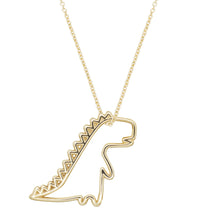 Load image into Gallery viewer, Gold chain necklace with dinosaur shaped pendant
