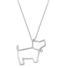 Load image into Gallery viewer, White gold chain necklace with a dog shaped pendant
