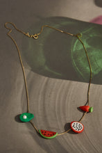 Carica l&#39;immagine nel visualizzatore di Gallery, Gold chain necklace with coral and turquoise fruit
