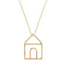 Load image into Gallery viewer, Gold chain necklace with gold house shaped pendant
