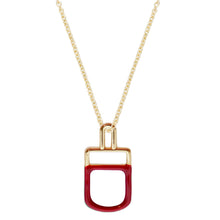 Load image into Gallery viewer, Gold chain necklace with raspberry ice pop pendant

