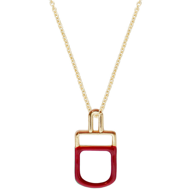 Gold chain necklace with raspberry ice pop pendant