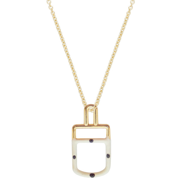 Gold chain necklace with stracciatella ice pop pendant
