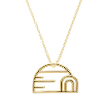 Load image into Gallery viewer, Gold chain necklace with igloo shaped pendant

