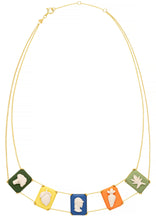 Load image into Gallery viewer, Gold chain necklace with multiple colored porcelain cameo pendants
