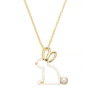 CONEJITO PERLA ENAMEL WHITE NECKLACE