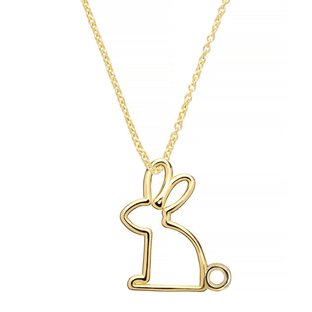 Gold chain necklace with small rabbit shaped pendant