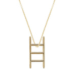 Gold chain necklace with stairs shaped pendant