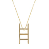 Gold chain necklace with stairs shaped pendant