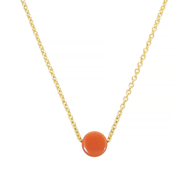 Gold chain necklace with sun shaped coral pendant