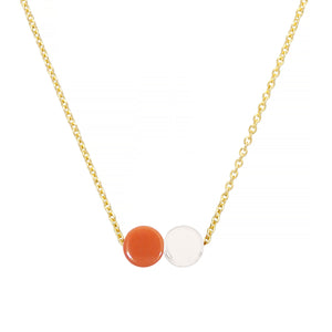 Gold chain necklace with moon and sun shaped coral