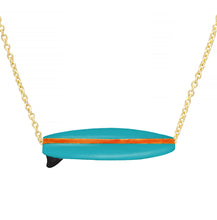 Carica l&#39;immagine nel visualizzatore di Gallery, Gold chain necklace wih surf shaped turquoise pendant
