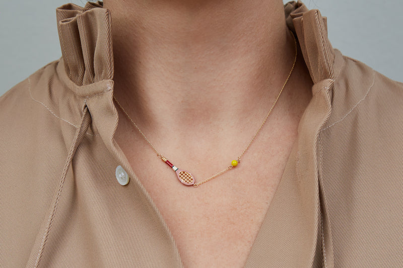 Tennis Pelota Pink Gold Necklace - ALIITA