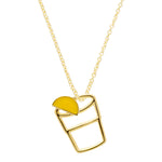 Gold chain necklace with tequila shot shaped pendant