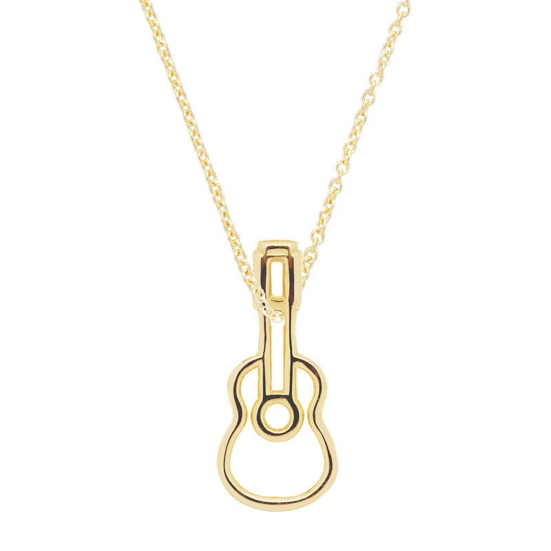 Gold chain necklace with ukulele shaped pendant