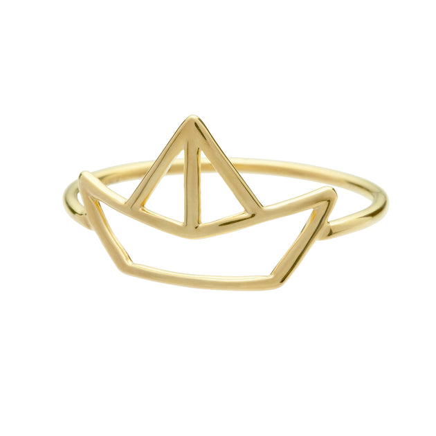 Little boat gold shaped ring