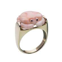 Load image into Gallery viewer, Gold ring with crab shaped pink coral
