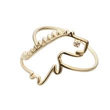 Carica l&#39;immagine nel visualizzatore di Gallery, Dinosaur shaped gold ring with small diamond
